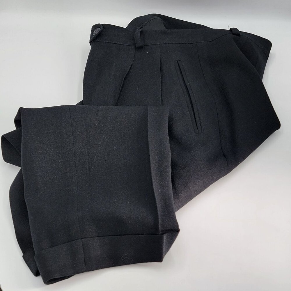 Vgt Wool Black High-Waist Pleated Trousers For Women - Classic Tailored Fit With